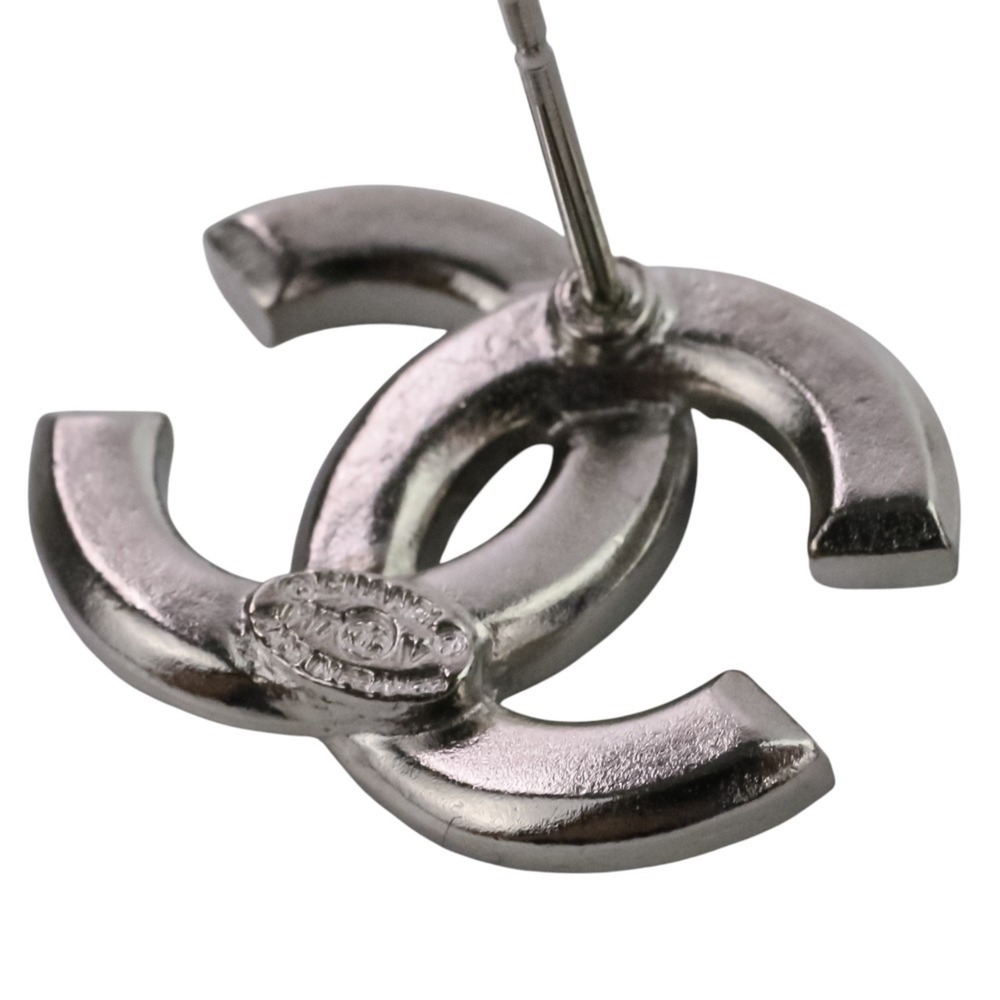 CHANEL Authentic Silver Logo Earrings - Picture 13 of 15